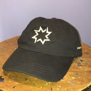 Star Metals full 6 panel hat adjustable back strap cap black sparkle silver logo